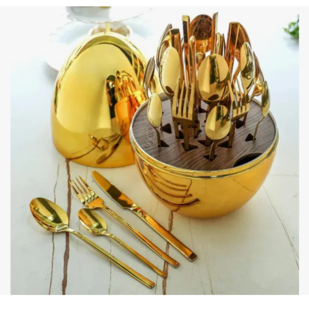 Juego De Cubiertos 24pcs Acero Inoxidable Estuche Huevo