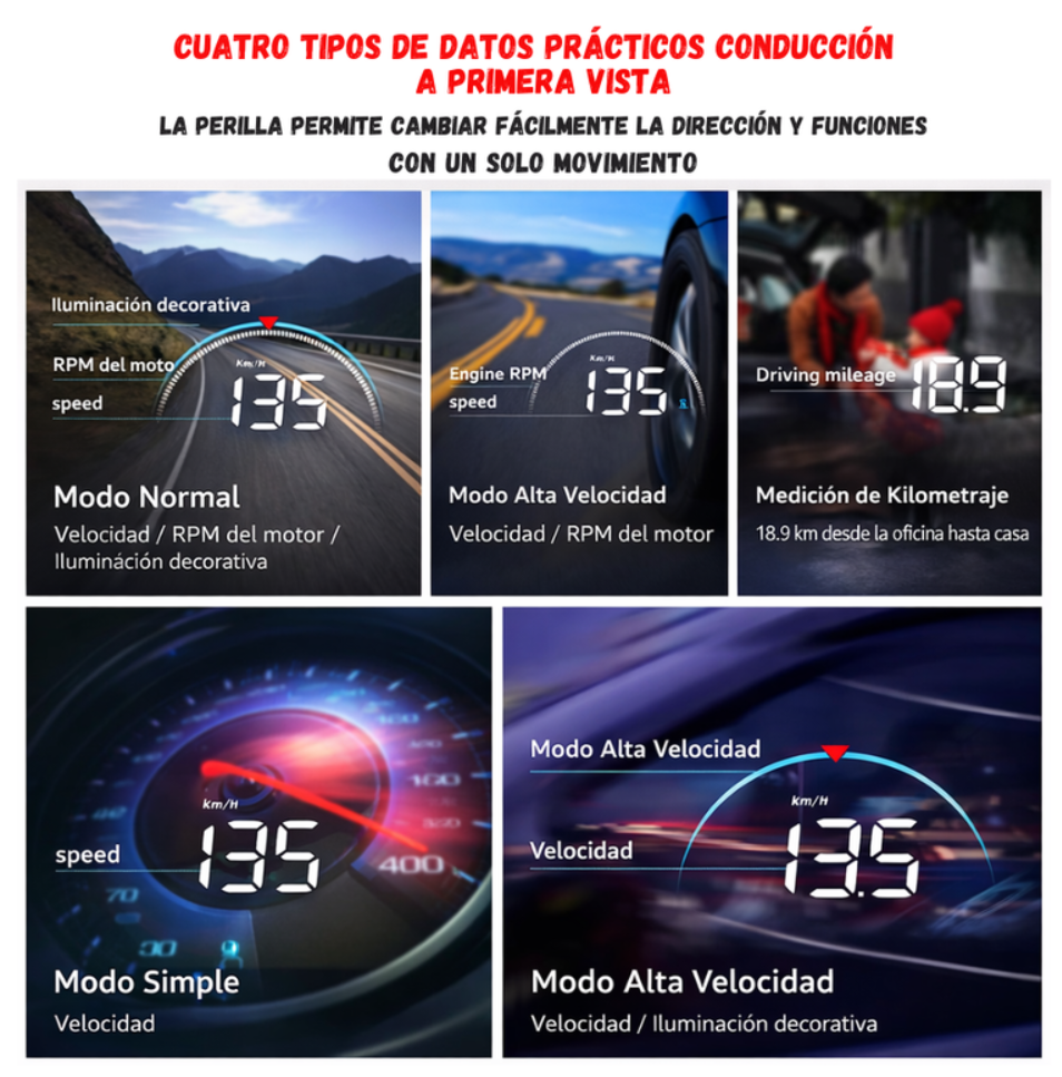 Velocímetro Digital Hud Auto Con Proyección En Parabrisas