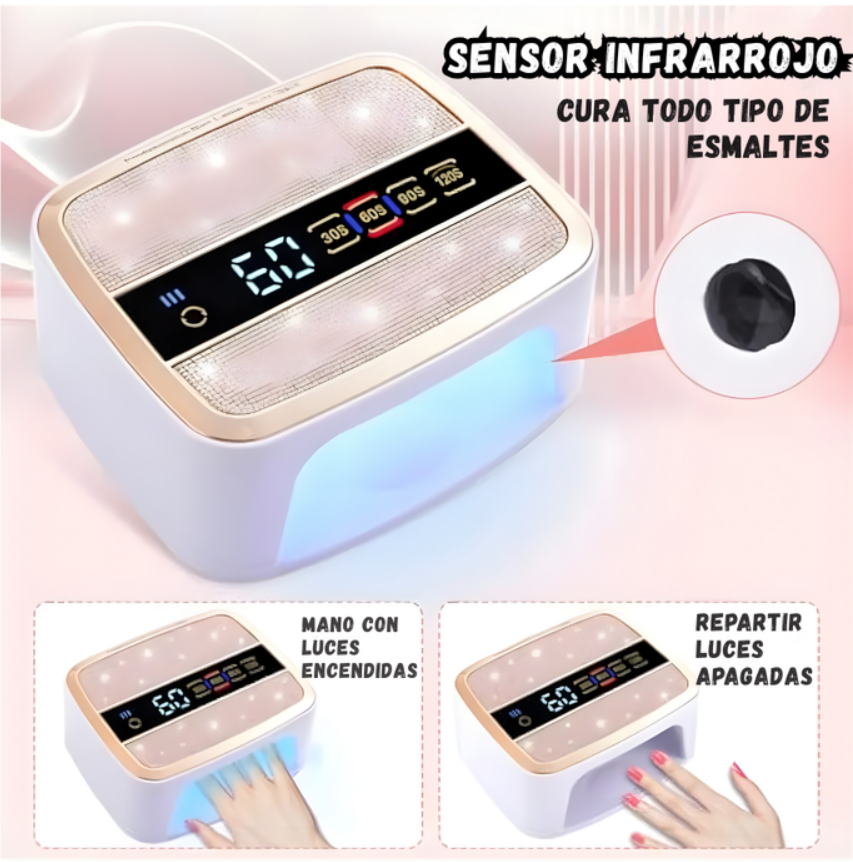 Lámpara LED UV Inteligente 168W Manicure Profesional 42 Luces