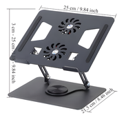 Soporte Laptop Ajustable Metal Con Doble Ventilador Base