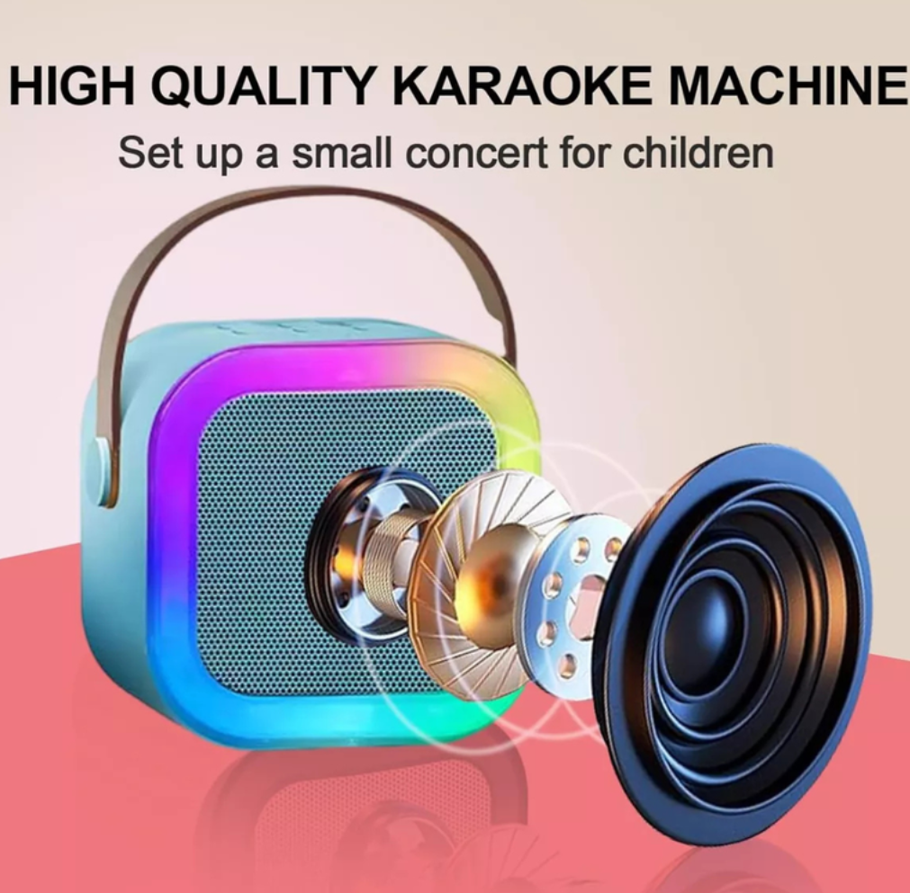 Kit Parlante Y Micrófono Karaoke Para Niños Bluetooth Led