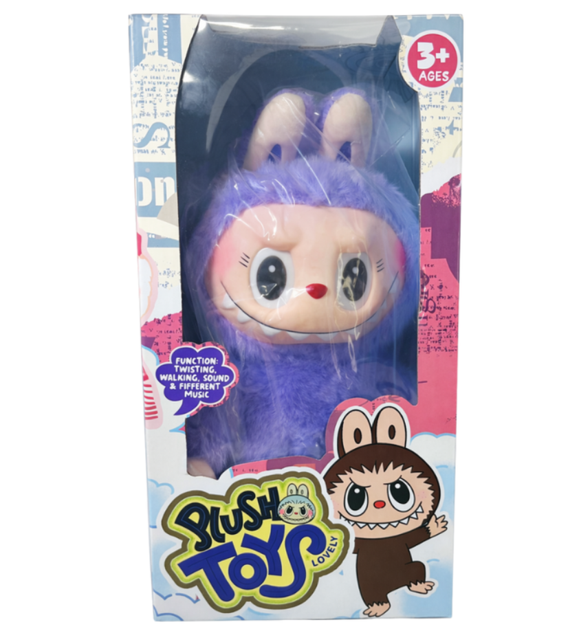 Peluche Muñeco Labubu Monsters Baila Camina Canta Morado