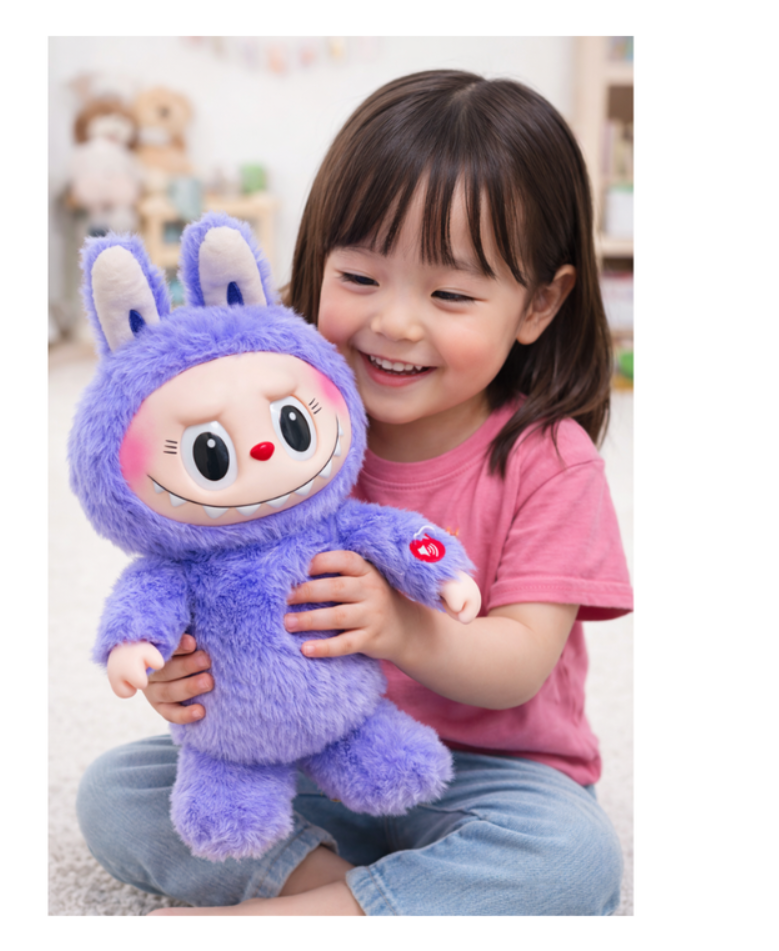 Peluche Muñeco Labubu Monsters Baila Camina Canta Morado