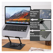 Soporte Laptop Ajustable Metal Con Doble Ventilador Base