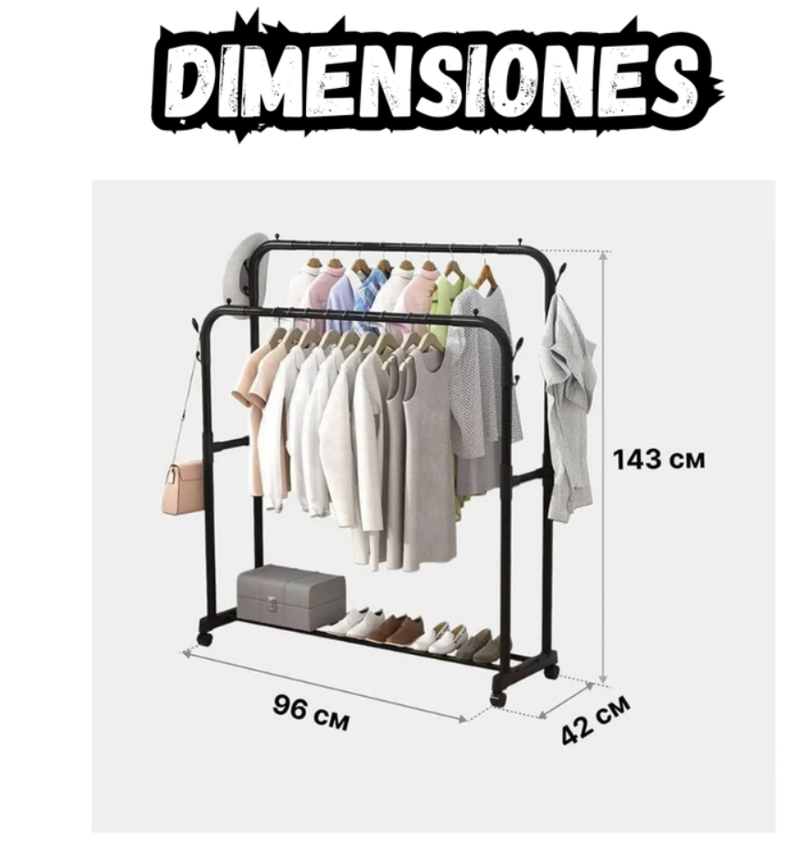 "Perchero Zapatero Doble Alta Resistencia 60kg Multifuncion "