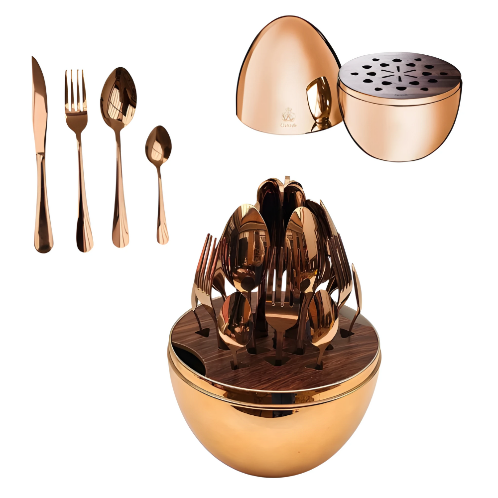 Juego De Cubiertos 24pcs Acero Inoxidable Estuche Huevo