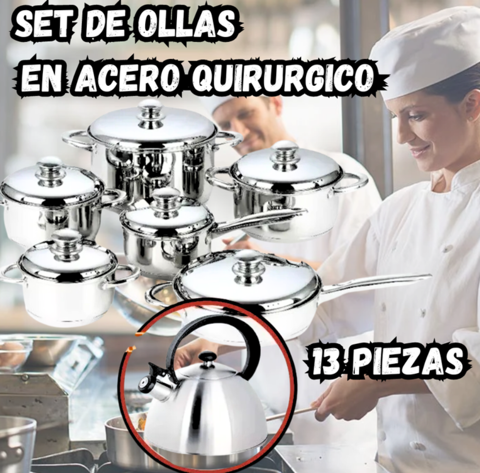 Bateria De Ollas Juego De 13 Pcs Swisshome Acero Quirurjico