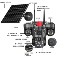 Cámara De Seguridad Wifi 3 Lentes Ptz Con Panel Solar Ql21
