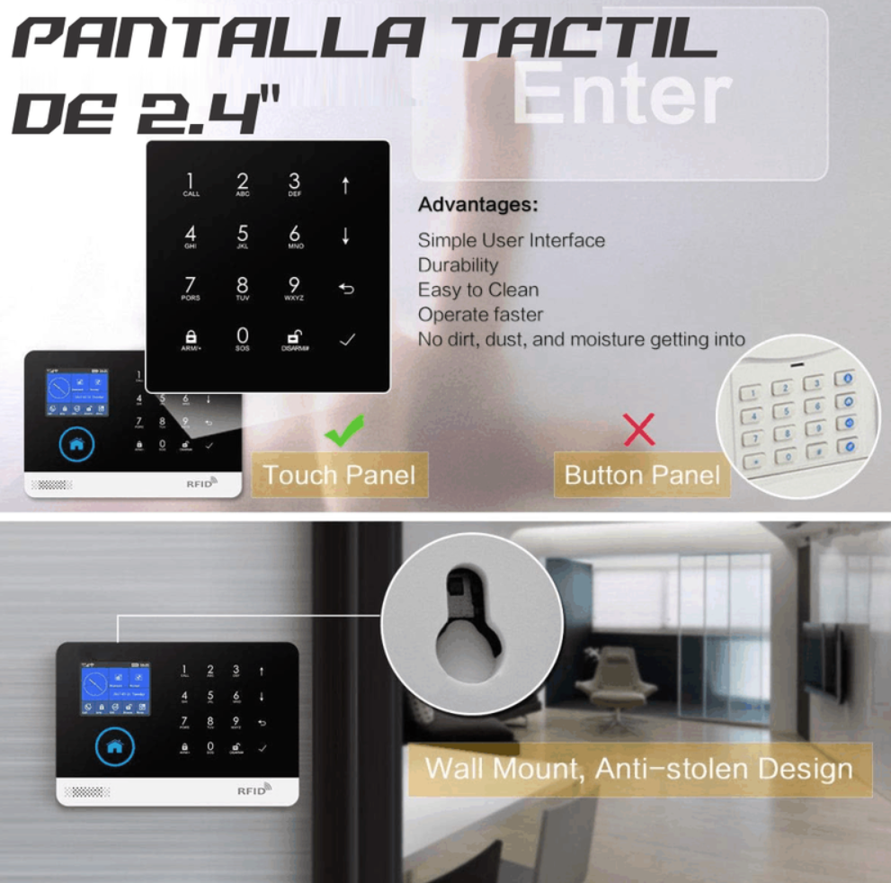 Kit Alarma Inalámbrica Wifi Sensor Puertas Y Movimiento Sos