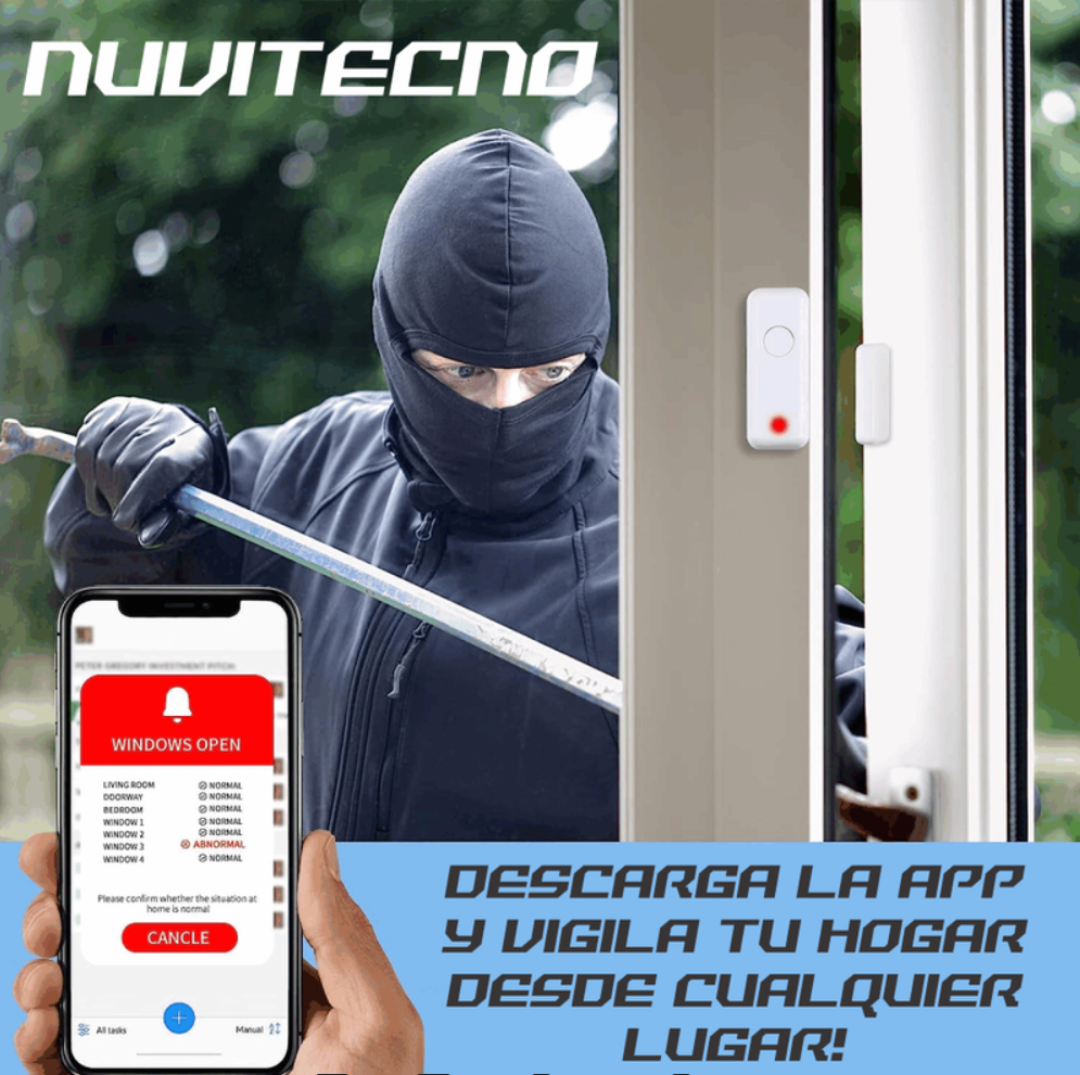 Kit Alarma Inalámbrica Wifi Sensor Puertas Y Movimiento Sos