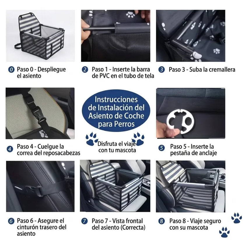 Silla Para Mascotas Carro Plegable Tipo Booster Seguro Perros