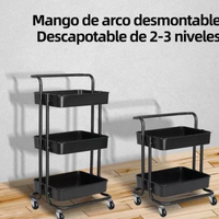Carrito Organizador De Cocina 3 Niveles Multiuso Color Negro