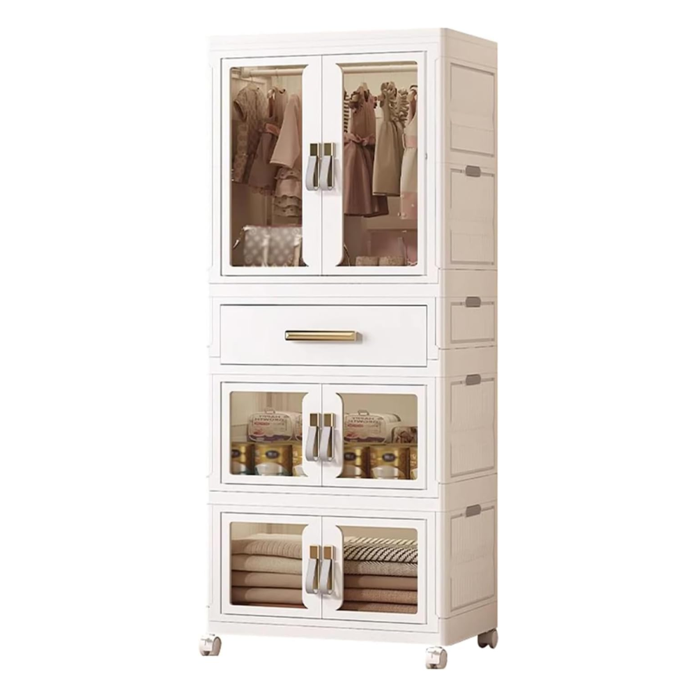 Armario Organizador Portatil Plegable  Multifuncional Con Ruedas