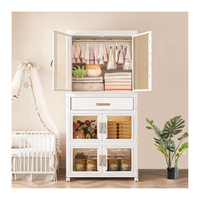 Armario Organizador Portatil Plegable  Multifuncional Con Ruedas