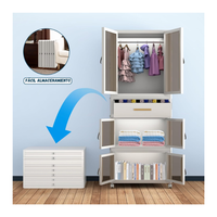 Armario Organizador Portatil Plegable  Multifuncional Con Ruedas
