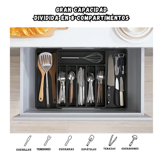 Bandeja Organizadora De Cubiertos y Utensilio De Cocina Expandible