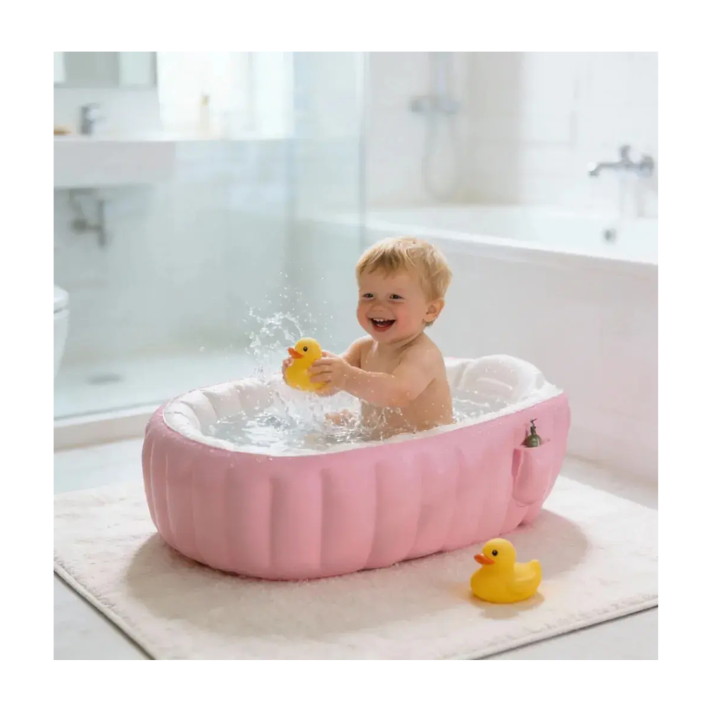 Bañera Inflable Ergonomica Portatil Para Bebes Bomba Manual
