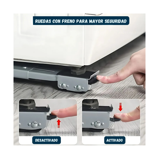 Base deslizante ajustable  con freno para mover electrodomesticos pesados