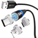 Cable De Carga Usb Magnético Led Luminoso Color Negro