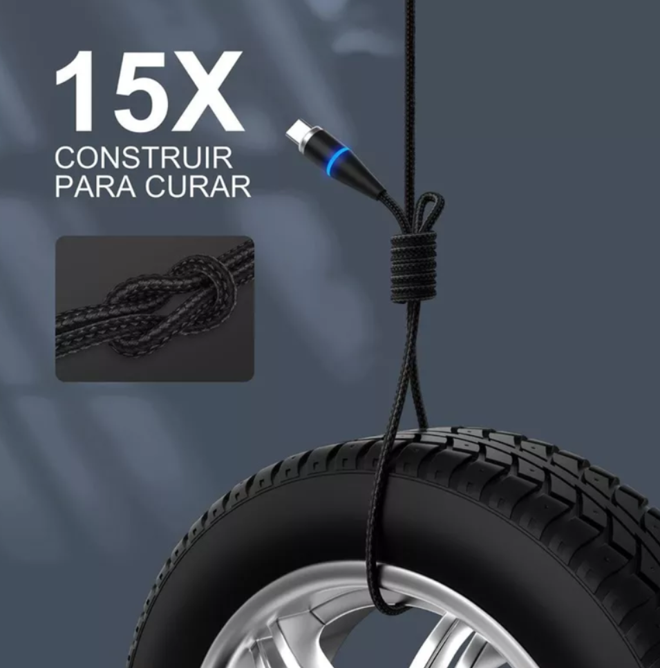 Cable De Carga Usb Magnético Led Luminoso Color Negro