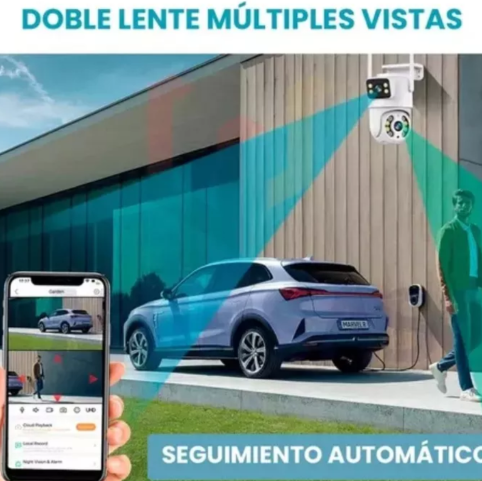 Cámara Ip Exterior Wifi Movimiento Nocturna Ip66 Doble Lente