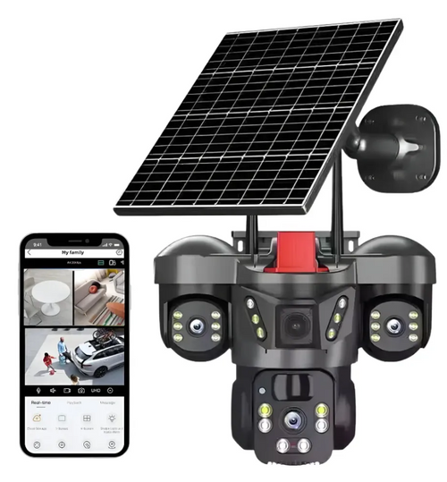Cámara De Seguridad Wifi 3 Lentes Ptz Con Panel Solar Ql21