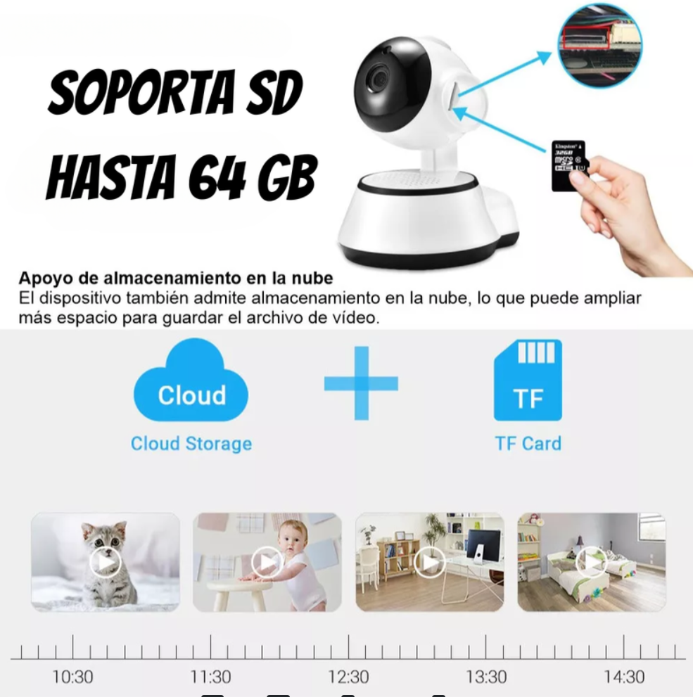 Cámara De Seguridad Wifi Inteligente 720p Robótica V380 Q6