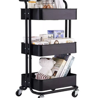 Carrito Organizador De Cocina 3 Niveles Multiuso Color Negro