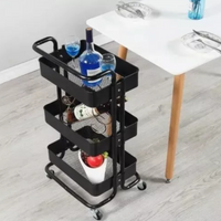 Carrito Organizador De Cocina 3 Niveles Multiuso Color Negro