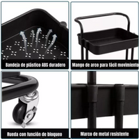 Carrito Organizador De Cocina 3 Niveles Multiuso Color Negro