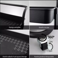 Carrito Organizador De Cocina 3 Niveles Multiuso Color Negro