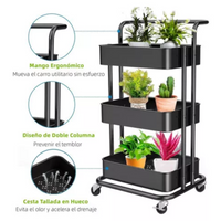 Carrito Organizador De Cocina 3 Niveles Multiuso Color Negro