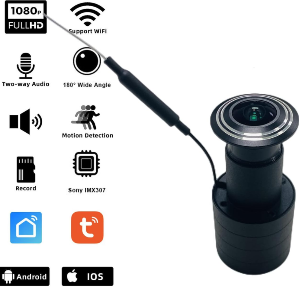 Camara Para Puerta Ojo De Pez App Tuya Ip Wifi Inalambrica