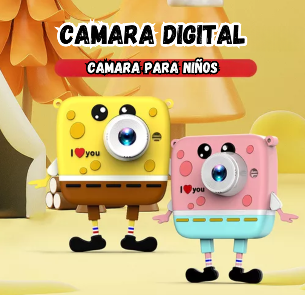 Camara Digital Para Niños Diseño Bob Esponja Amarillo Y Rosa