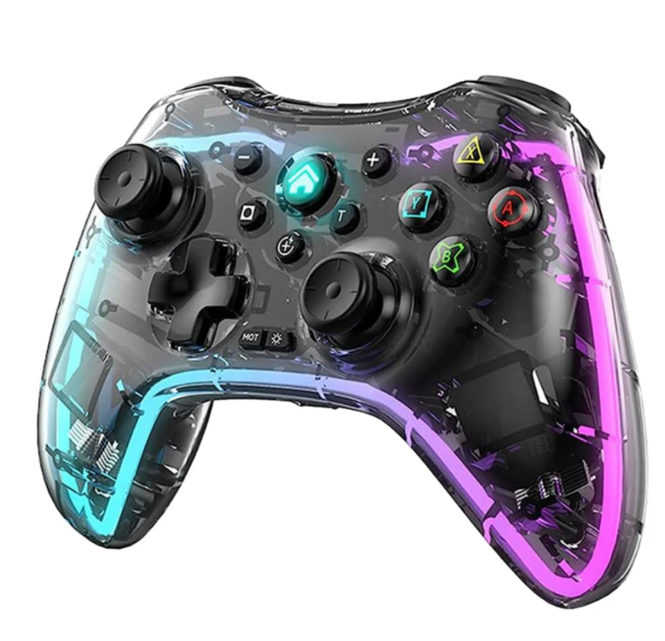 Control Inalambrico Gamepad Transparente Rgb Joystick Bsp-s3