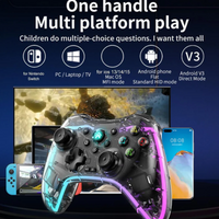 Control Inalambrico Gamepad Transparente Rgb Joystick Bsp-s3