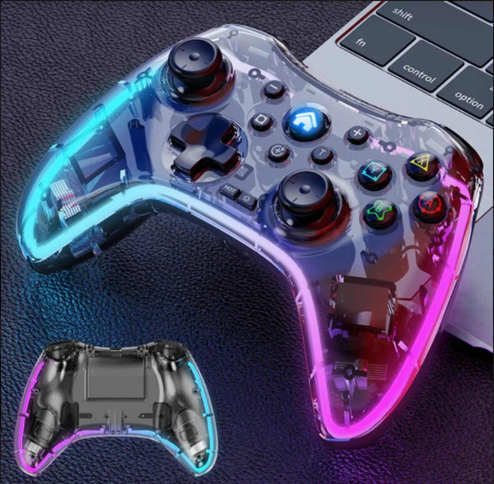 Control Inalambrico Gamepad Transparente Rgb Joystick Bsp-s3