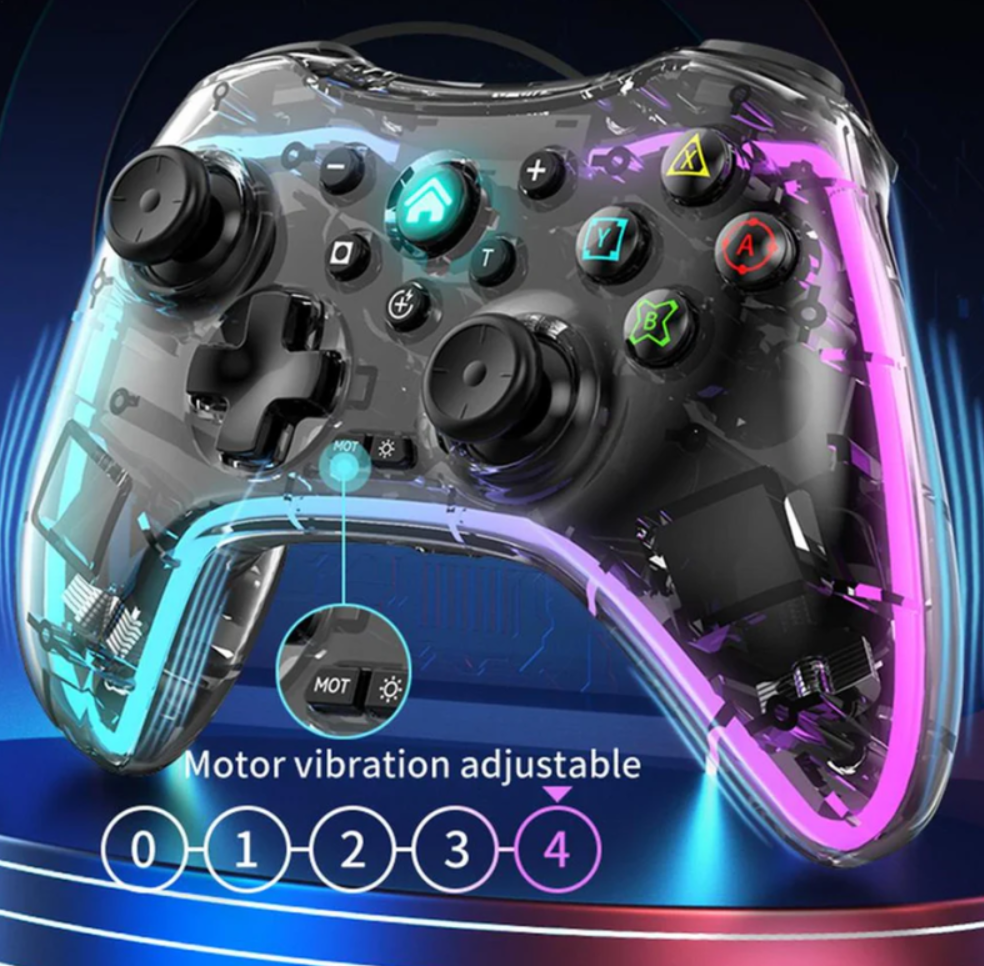 Control Inalambrico Gamepad Transparente Rgb Joystick Bsp-s3