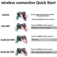 Control Inalambrico Gamepad Transparente Rgb Joystick Bsp-s3