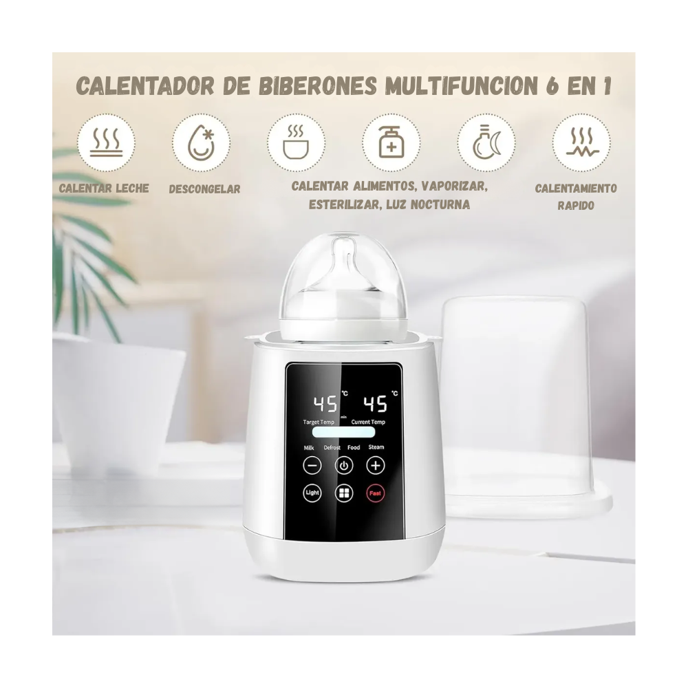 Calentador y Esterilizador De Biberones 6 en 1 Pantalla Led