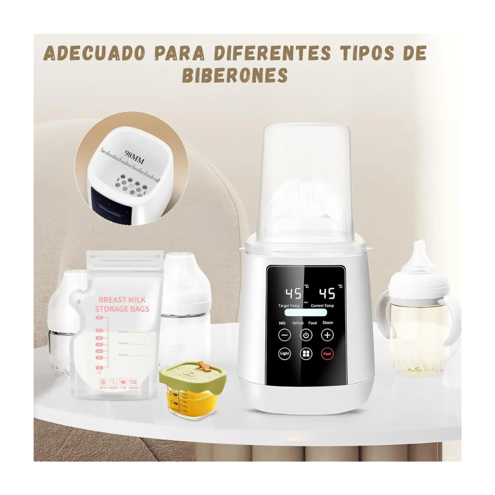 Calentador y Esterilizador De Biberones 6 en 1 Pantalla Led