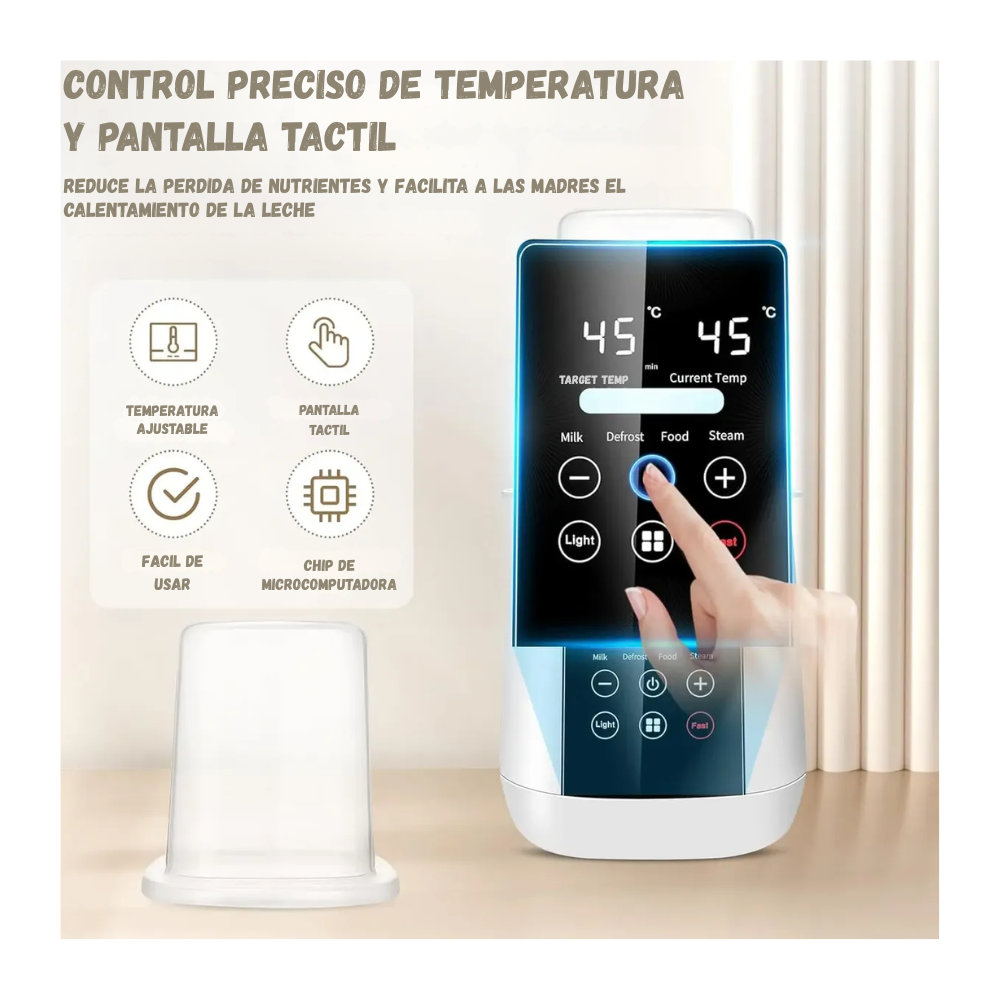 Calentador y Esterilizador De Biberones 6 en 1 Pantalla Led