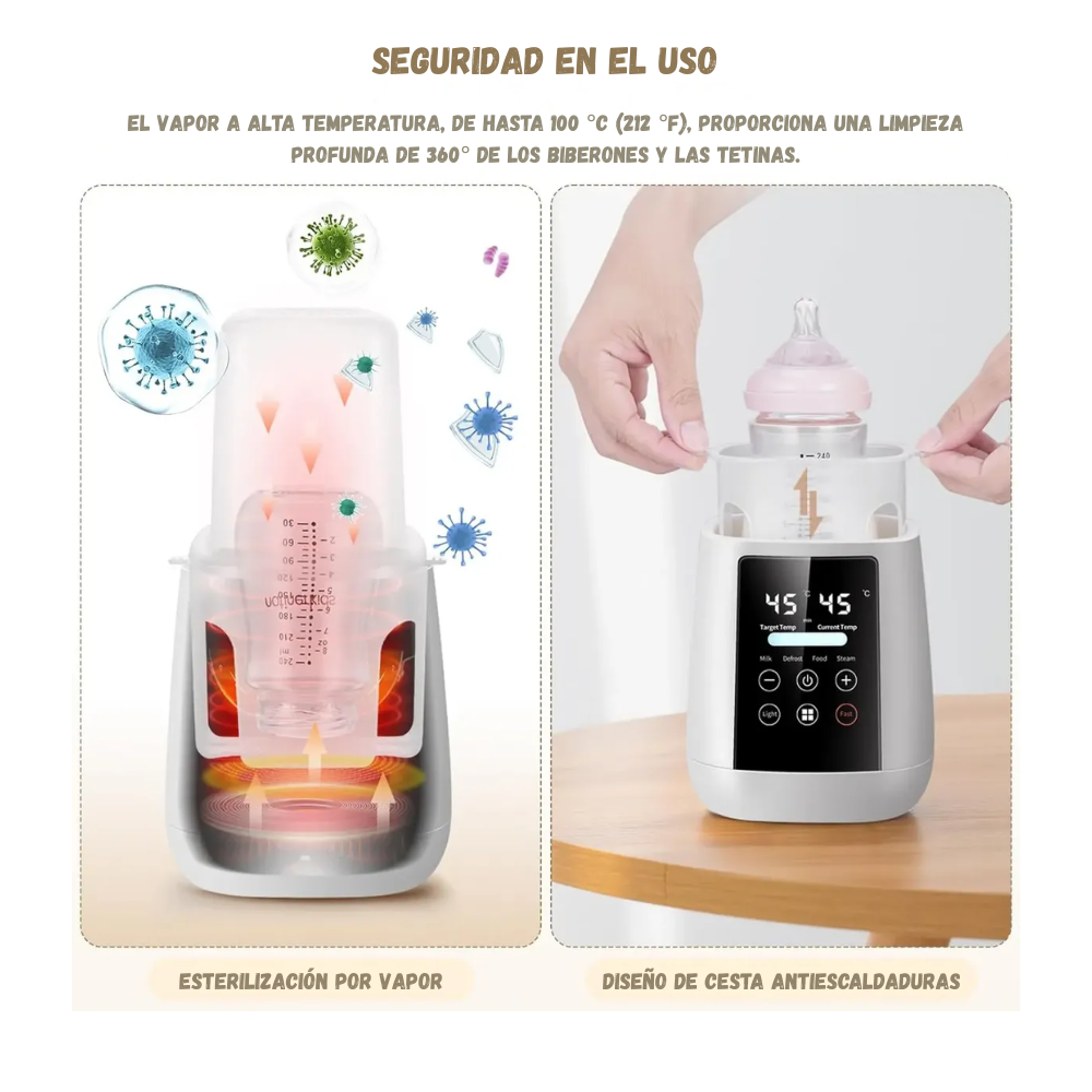 Calentador y Esterilizador De Biberones 6 en 1 Pantalla Led