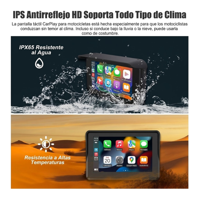 Carplay Moto 2 Camaras Dash Cam Pantalla Gps Hd Generico