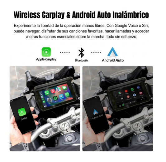 Carplay Moto 2 Camaras Dash Cam Pantalla Gps Hd Generico
