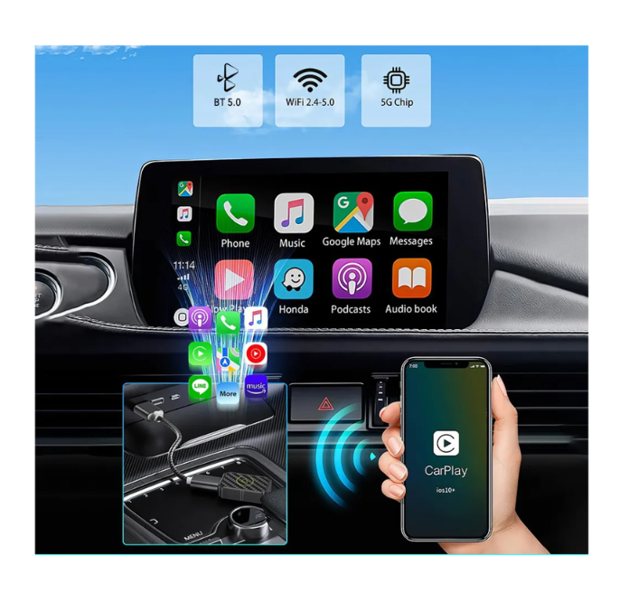 Mini Adaptador Apple Carplay Y Android Auto Inalámbrico 2en1