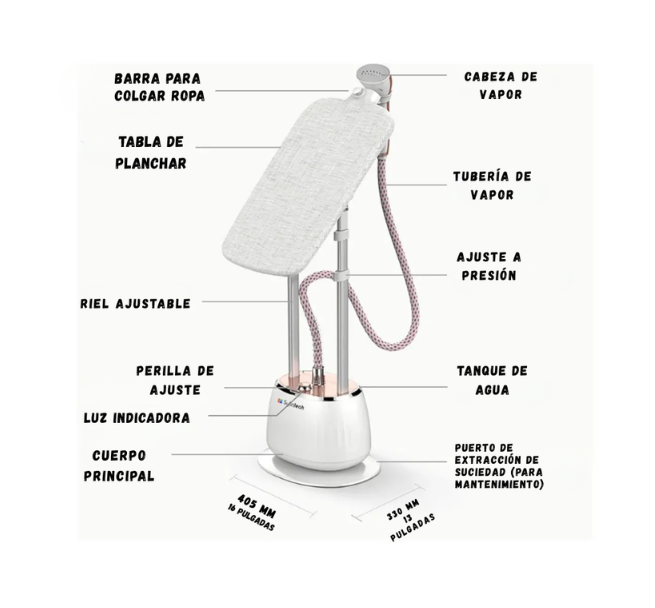 Plancha ropa a vapor vertical profesional Practico 1800W