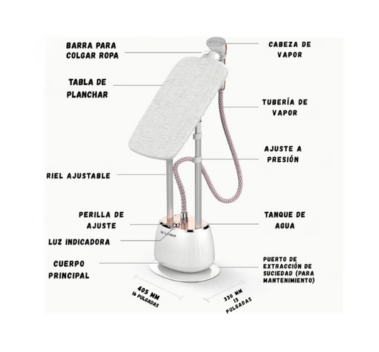 Plancha ropa a vapor vertical profesional Practico 1800W