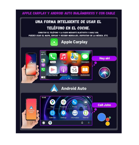 Pantalla CarPlay Android Auto 10'' Kit GPS  y Cámara Reversa HD