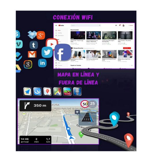 Pantalla CarPlay Android Auto 10'' Kit GPS  y Cámara Reversa HD